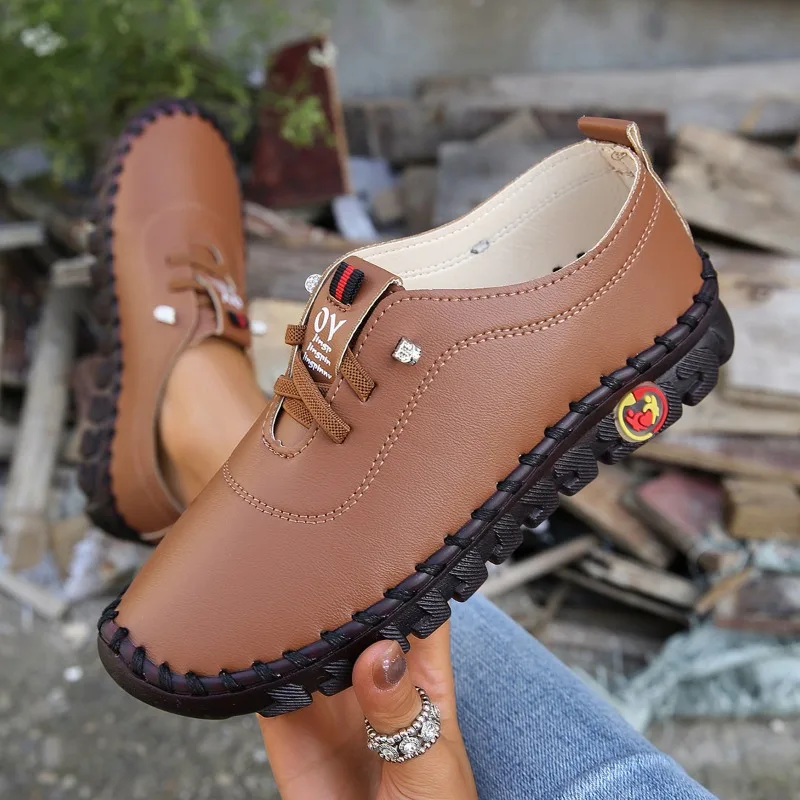 Fashion Female Shoes 2023 Autumn Women's Sneakers Brand Loafers Round Lace Up Ladies Flats Outdoor Sneakers Punk Shoes Zapatos