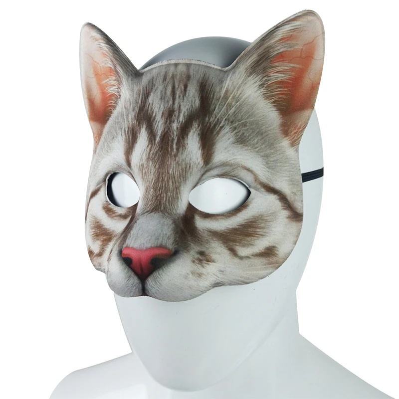 3D Animal Mask Halloween Masquerade Masks Mouse Cat Half Face Mask Party Carnival Fancy Dress Costume Props Adult Kids Headwear