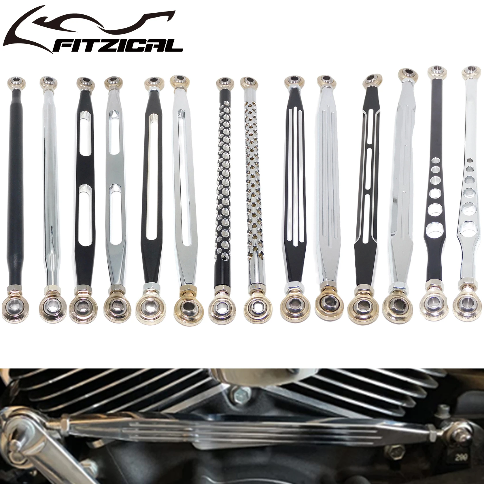 Kit Supporti Pedale Passeggero TCMT Per Harley Softail 2000-2006 – Ricambio Aftermarket, Colore Cromo E Nero, 12 Pezzi