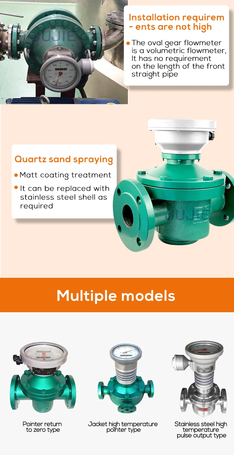 Marine Diesel Oil Oval Gear Flow Meter  Grease Butter Liquid Flow Measurement Pr