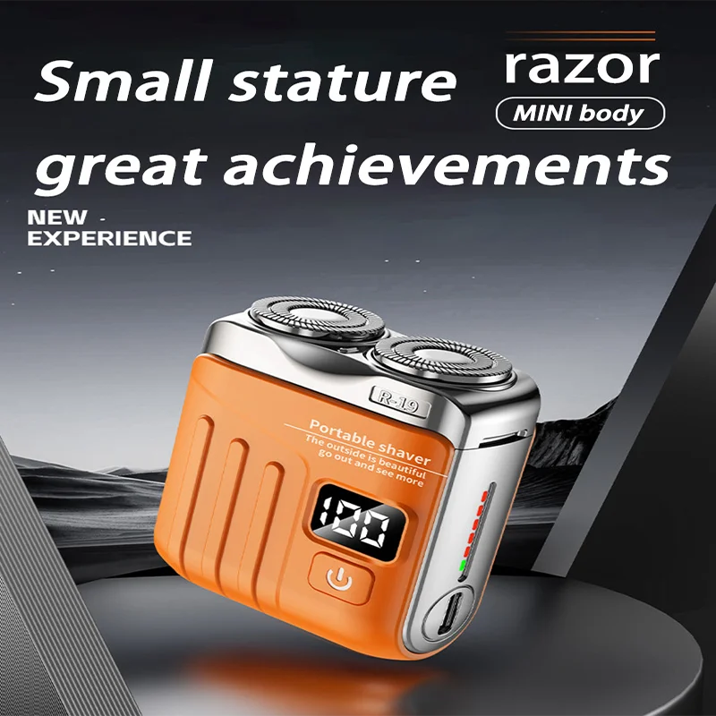 Electric Smart Shaver Digital Display Mini Dual Blade Rechargeable Shaver Household Car Powerful Men's Gift Electric Shaver