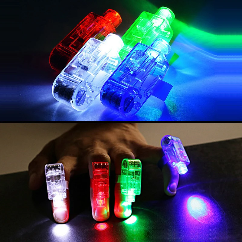 4PCS Finger LED Battery Powered Toy Color ring fixed lights For music  festival club party children adult toys