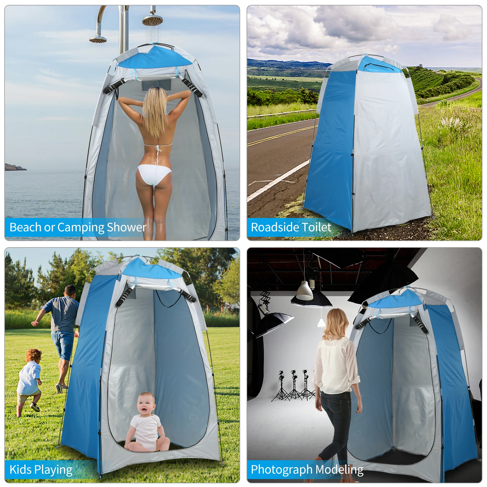 Privacy Shelter Tent Portable Outdoor Camping Beach Shower Toilet Changing Tent Sun Rain Shelter with Window