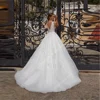 Elegant V-Neck Wedding Dresses Princess A-Line Shine Tulle Bride Robes Beach Party Fluffy Skirt Hem Vestido De Novia Customized 4