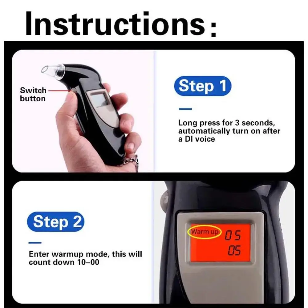 LED Display Alcohol Tester Automatic Backlight Light Professional Digital Breathalyzer Test Tools