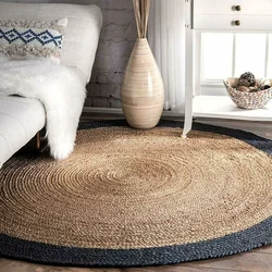 Rugs 100% Natural Jute Country Carpet Handmade Floor Mat Bohemian Home Modern Living Area Rugs Vintage Rural Style