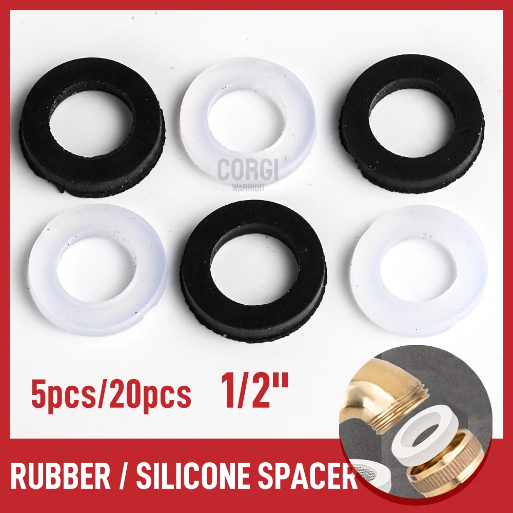 Washer gasket 1/2 Inch Flat Spacer Plumbing Faucet Washer Rubber Silicone Sealing Gasket for Hose Splitter Shower Head Water Pipe 5/20pcs