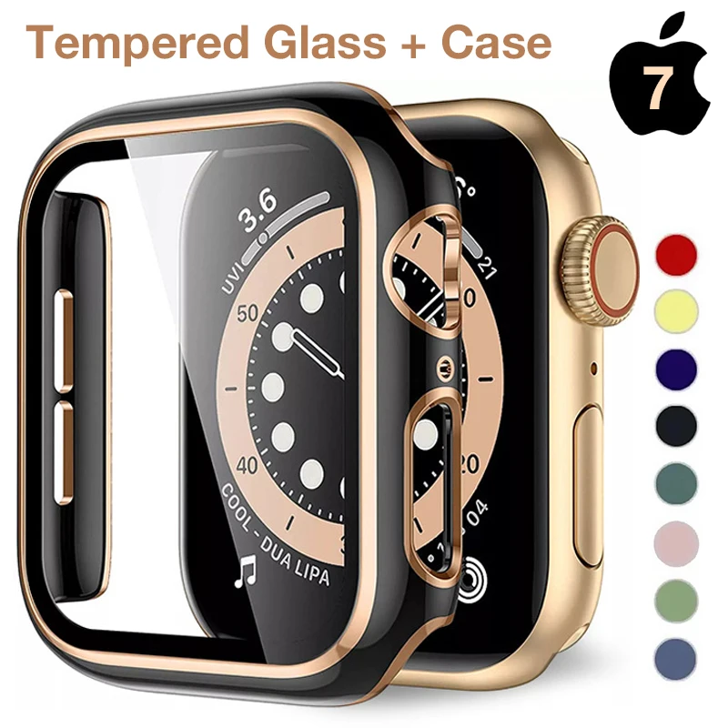 

360 Full Screen Protector Bumper Frame Matte Hard Case For Apple Watch 41/45mm 42/44/38/40mm Tempered Glass Cover IWatch 76se543