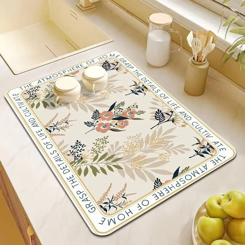 

Simple and Modern Water Absorbing Pad, Soft Diatomaceous Mud Tabletop, Anti Slip Tableware, Dry, No Wash Tabletop Pad, Drain Pad