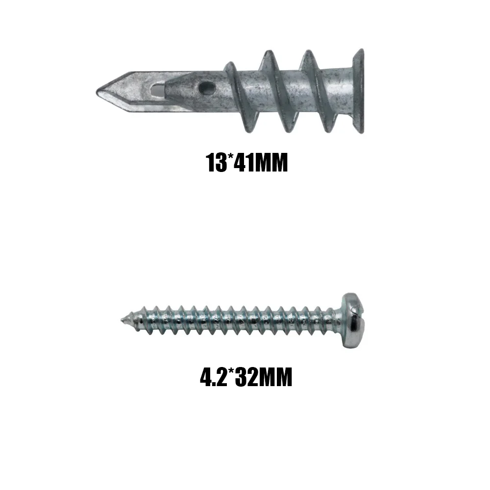 Drywall Anchor Kit Hollow Wall Anchor Set Hollw Wall Plasterboard Anchor Zinc Alloy Drywall Self-drilling Anchors E8/13*41mm #8*1-1/4 Tapping Screw