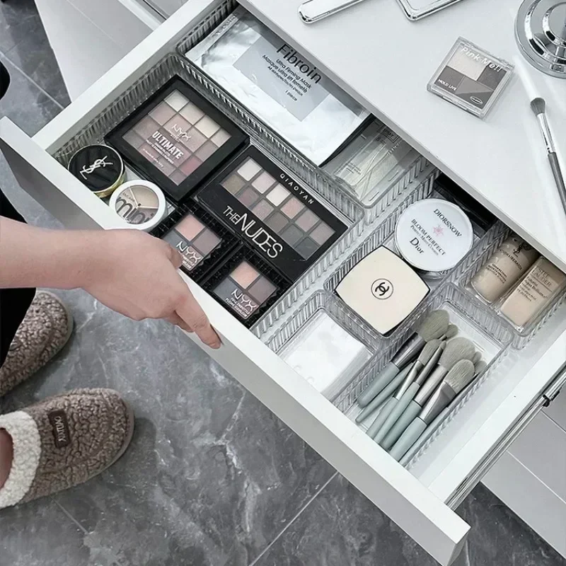Unlimited Desk Drawer Organizers Set Plastic Bathroom Storage Makeup Organizer Clear Transparent Storage Box Bins