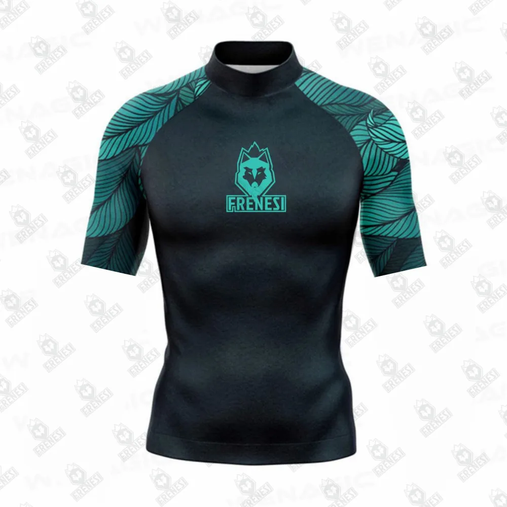 Sports Shirt Men Rashguard Men's Short Sleeve Surf Tee Arch Wave Frenesi Performance Tight-fitting Swimwear UPF 50+ Rashguard Vacation Beachwear