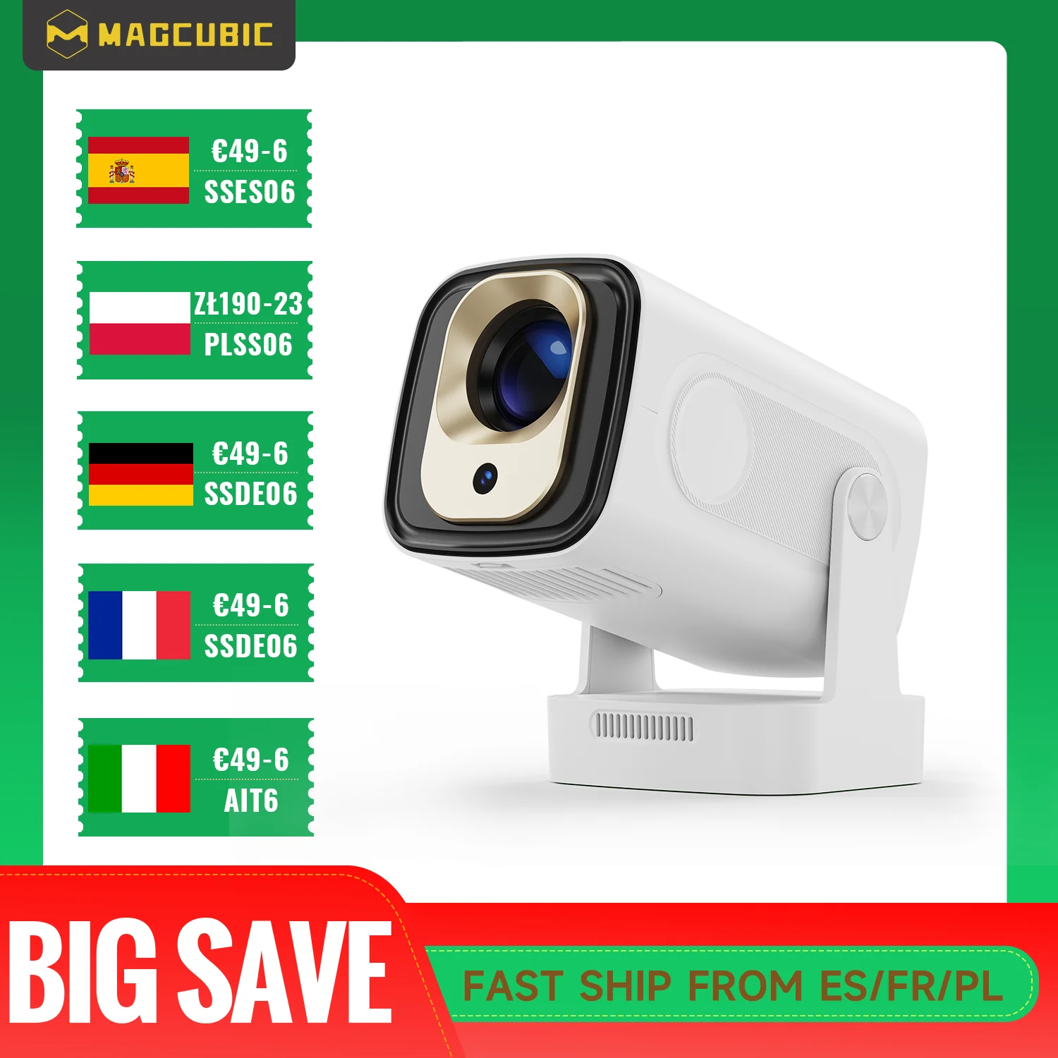 Magcubic HY310 Android 11 Projector 4K Native 1080P Auto Focus Native 330ANSI Dual Wifi BT5.4 Air Mouse Voice Home Outdoor Movie