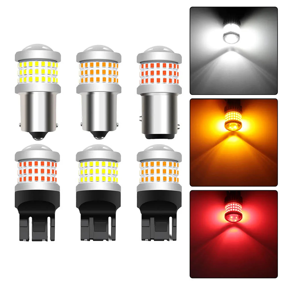 

2pcs White/ Yellow/ Red 1156 1157 T20 3157 2016 69SMD Car Reverse Lights 12V 10W 6500K 1000LM Aluminum Alloy Signal Lamps