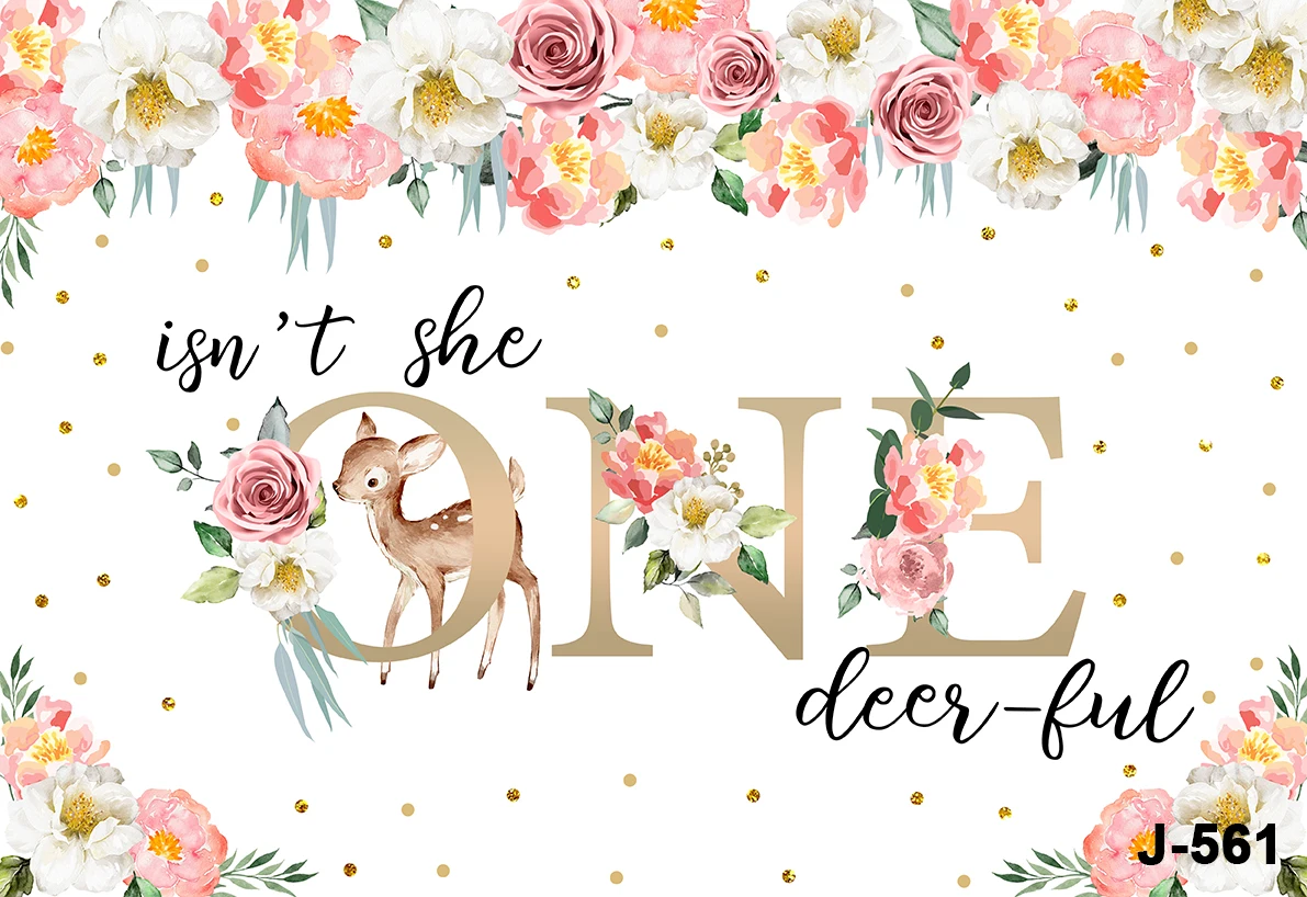 Bambi Deer Backdrop Kids Feliz Aniversário Wild One Party Animais da Selva Bela Cena Fotografia Fundo Decoração de Banner - Image 3