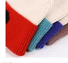 Unisex Simple Big C Letter Woolen Bonnet Cap Autumn Winter Ear Protection Knitted Hat Student Color Match Skullies Beanies 6