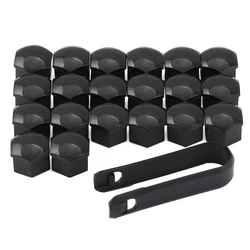 Premium 17mm Car Wheel Nut Protection Covers - Black (Black)