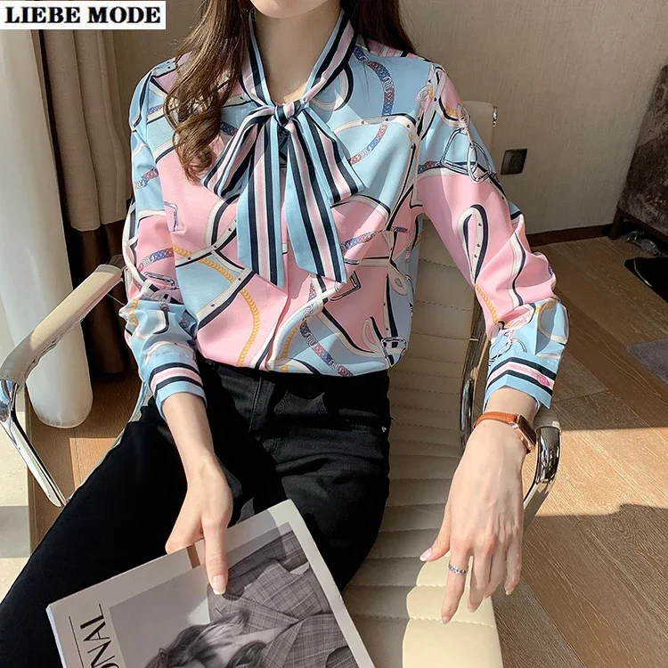

Ol Styles Elegant Boho Printed Button Shirt Women Long Sleeve Bouse Tops Office Lady Casual Vintage Loose Shirts Spring Autumn
