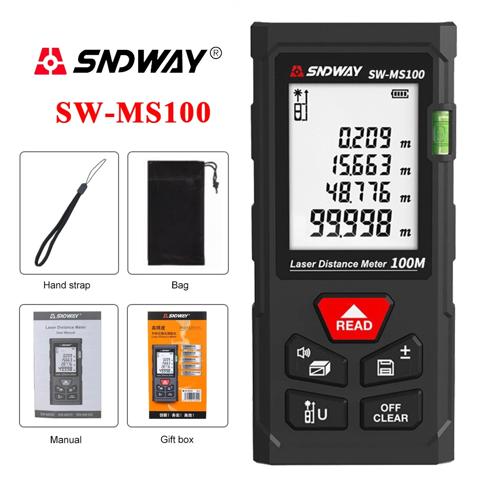 Laser Distance Meter Rangefinder Digital Tape Measure for SNDWAY DS/MS Series