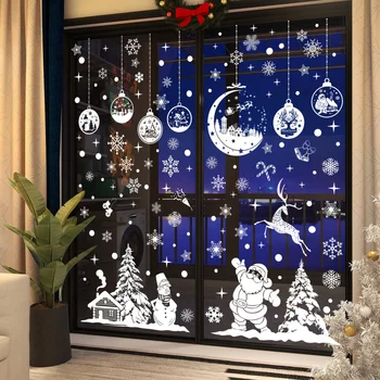 9 Sheets Christmas Snowflake Window Clings White Snowflakes Static Stickers Decal for Holiday New Years Winter Party Decoration