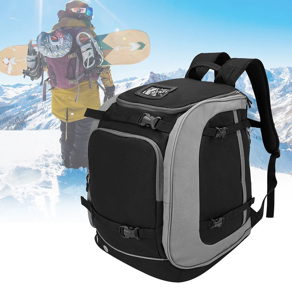 

65L Ski Snowboard Boots With Split Level Design Skiing Gear Bag Travel Backpack For Ski Helmets Goggles Accessories Men Women