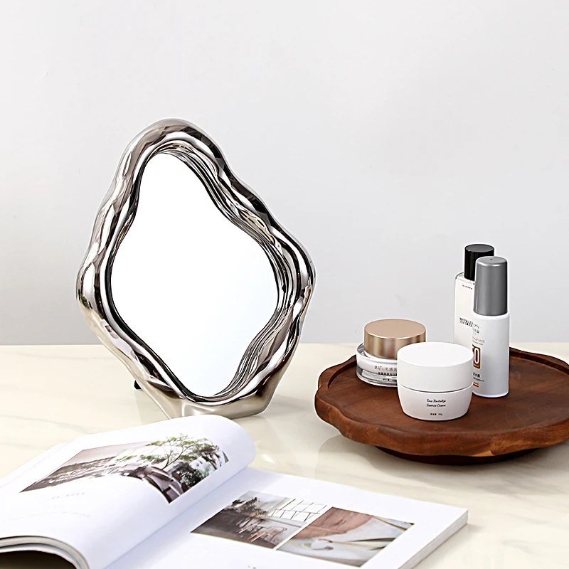 

Funky Cloud Mirror Cute Luxury Art Sticker Aesthetic Shower Mirror Makeup Girls Portable Frame Flower Spiegel Wand Home Products