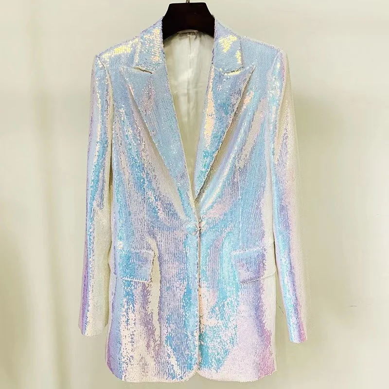 Sparkly Blazer Short Suit For Women 2025 Autumn Turn-down Collar Blazer Jaclets And Shorts Ladies 2 Piece Sets Outfits