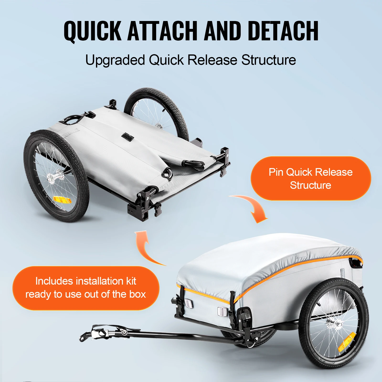 Foldable Bike Cargo Trailer with Waterproof Cover