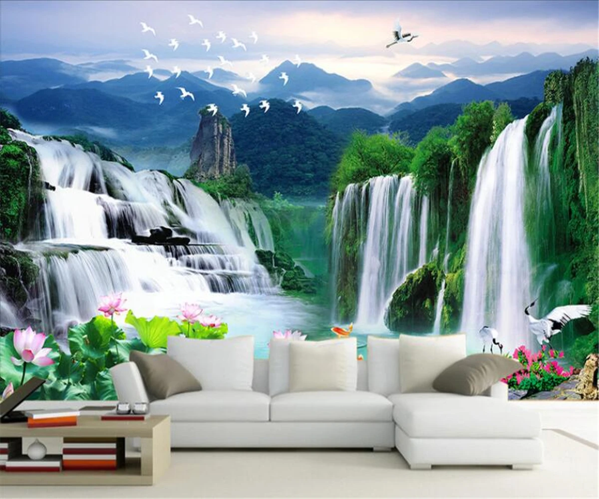 paisagem natural floresta pintura agua fluindo 04