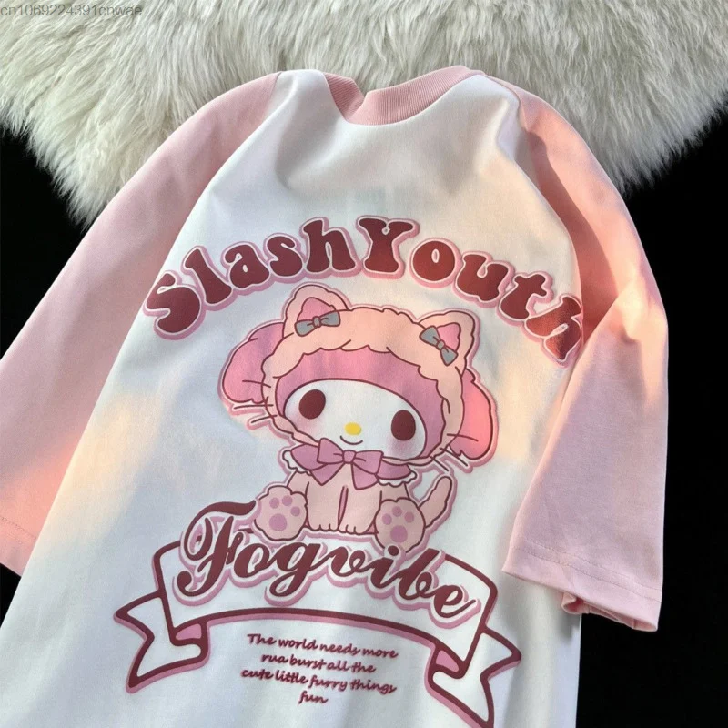 Sanrio My Melody Women Summer T Shirt Yk2 Cute Anime Kuromi