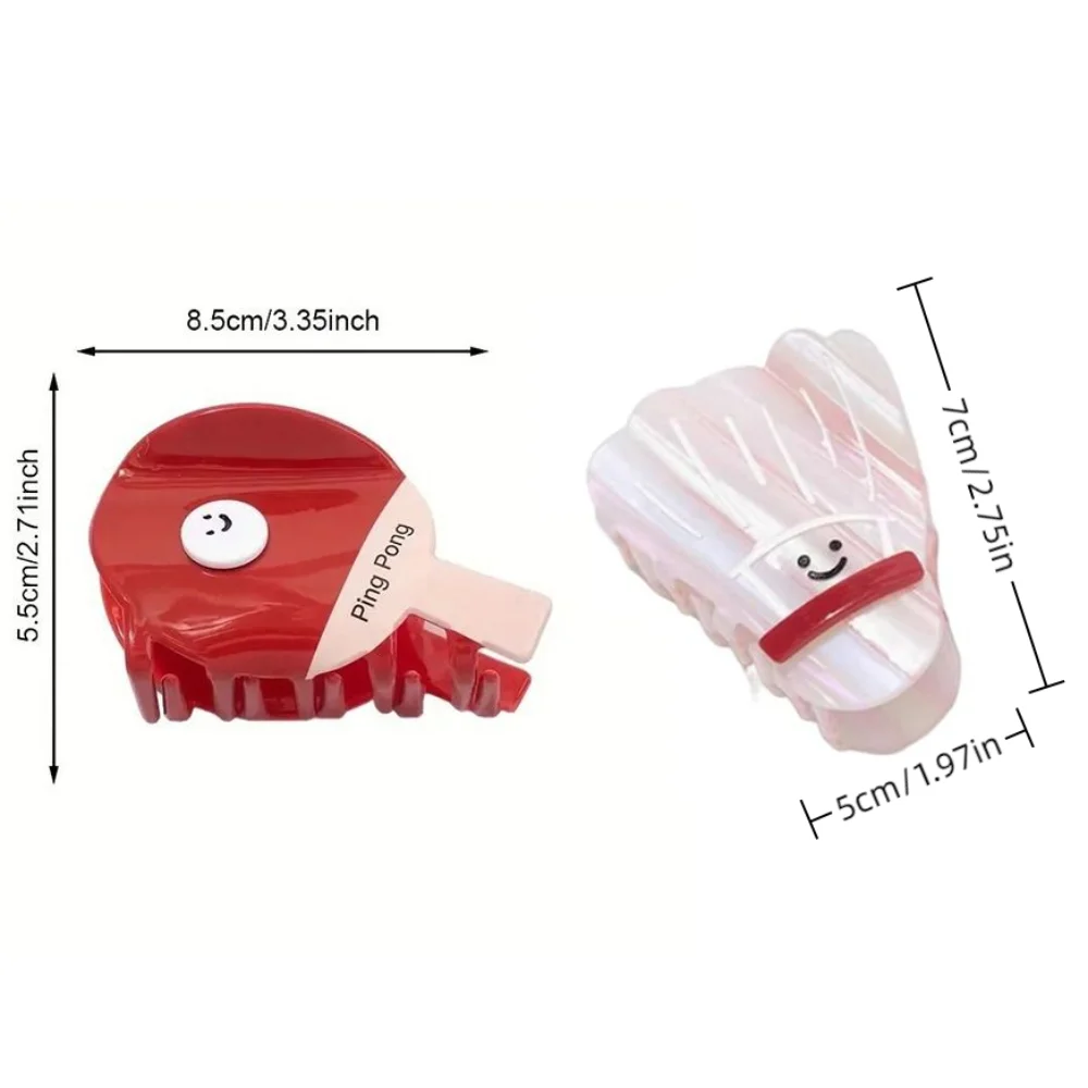 Cute Sweet Table Tennis Racket Hairpin Small Fairy Hair Claw Clip Non-Slip Cartoon Badminton Hairpin Women Decoration