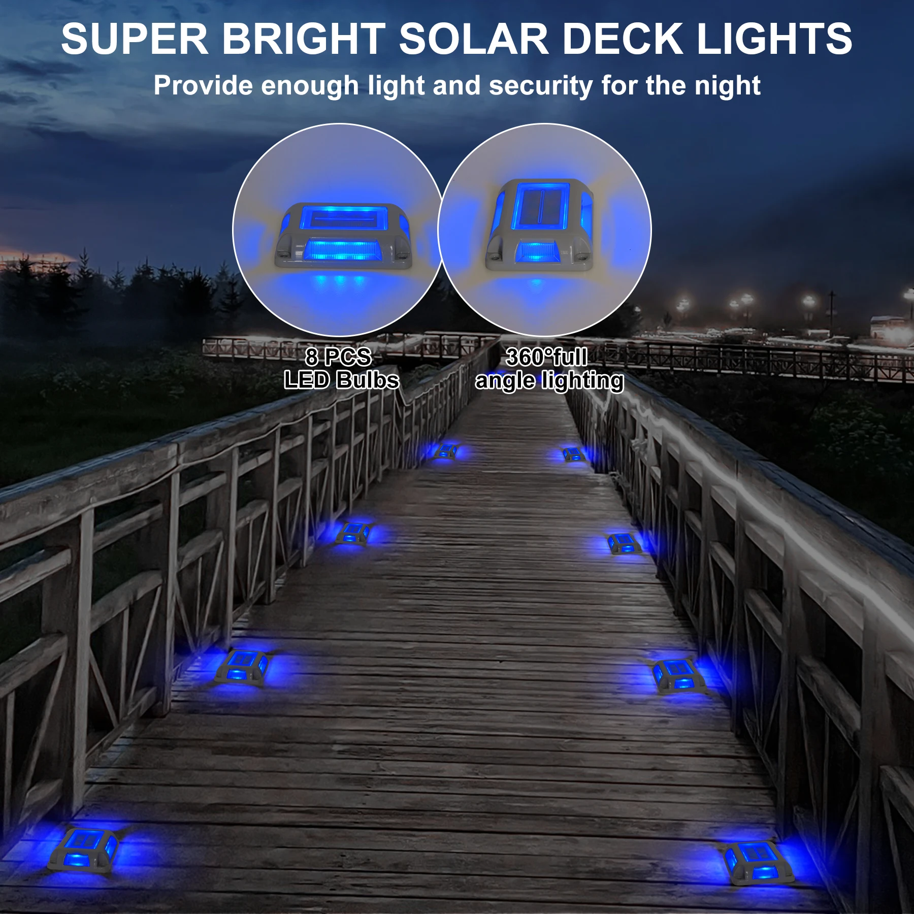 8PC Blue Light Solar Light Outdoor Solar Street Light Lawn Lamp Garden Decor Buried Stair Lamp Underground Decking Lampy Solarne