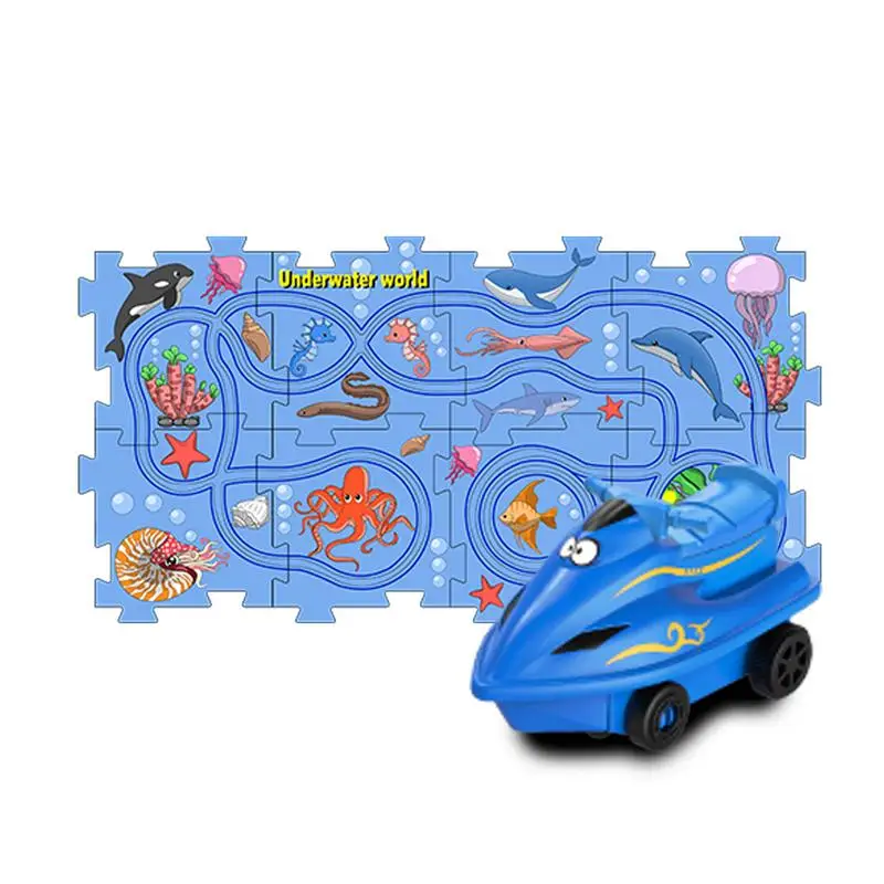 

Kids Race Track Set Puzzle Play Set Car Track With Marine Theme Car Track Montessori Toys For Kids Educational Toys For 3 4 5 6