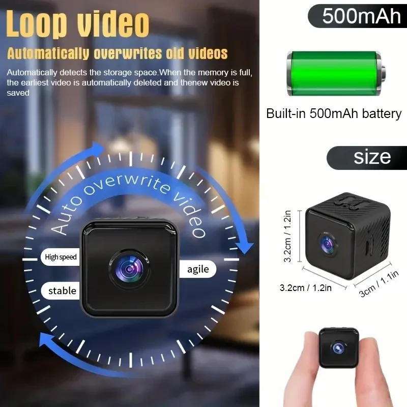 1080p Mini WIFI Camera, Infrared Night Vision Small Cam, Wireless Remote Surveillance Motion Detection Video Recorder For Home 2