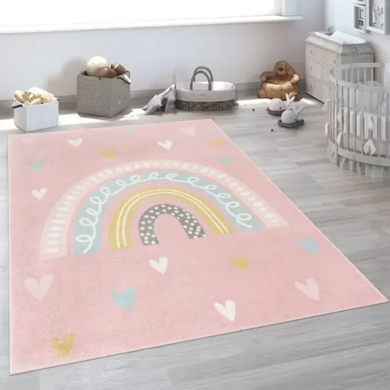 Rainbow Soft Bedroom Rugs for Kids Cute Heart Plush Nursery Play Mat Children Fluffy Carpet for Living Room Baby Floor Mat ковер 4