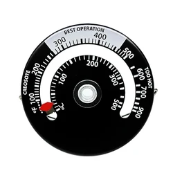 Enhanced Magnetic Wood Stove Heater Thermometer for Household and Barbecue Use (Black)