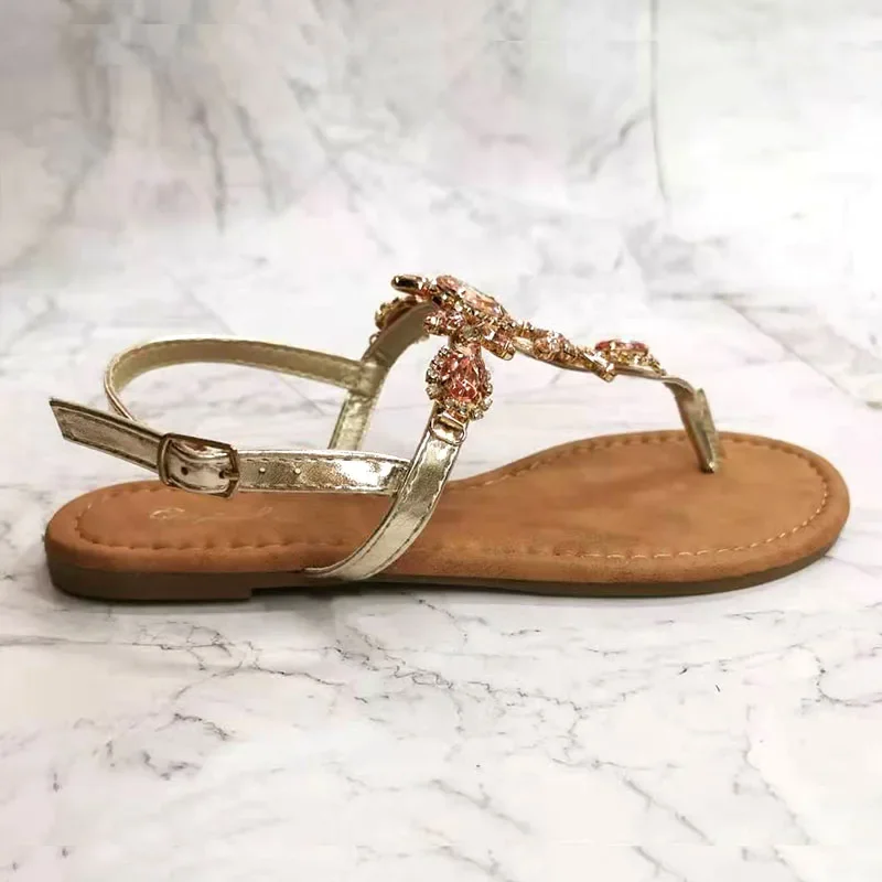 Women Sandals Women Shoes Summer Fashion Rhinestone Decoration Simple Comfortable Casual Buckle Sandalias De Mujer