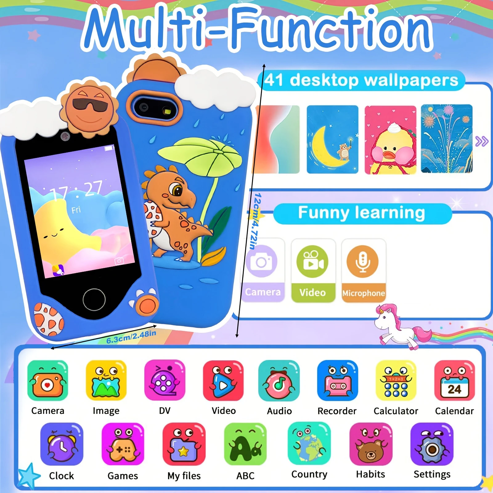 Kids Smart Phone Children Toy Mini Smart Phone Toys Games Dual Camera Music Video Player 10 Stories Boys Girls Birthday Gifts