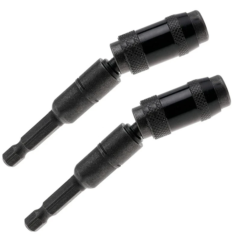 

2 Pcs Magnetic Pivot Drill Bit 20° Bendable Magnetic Drill Extender Quick Change Locking Bit Black