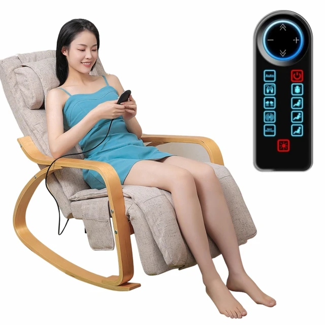 Electric Massage Rocking Chair, Back Lumbar Cervical Kneading,Heating Vibration Mobile Rollers, with Pillow Washable