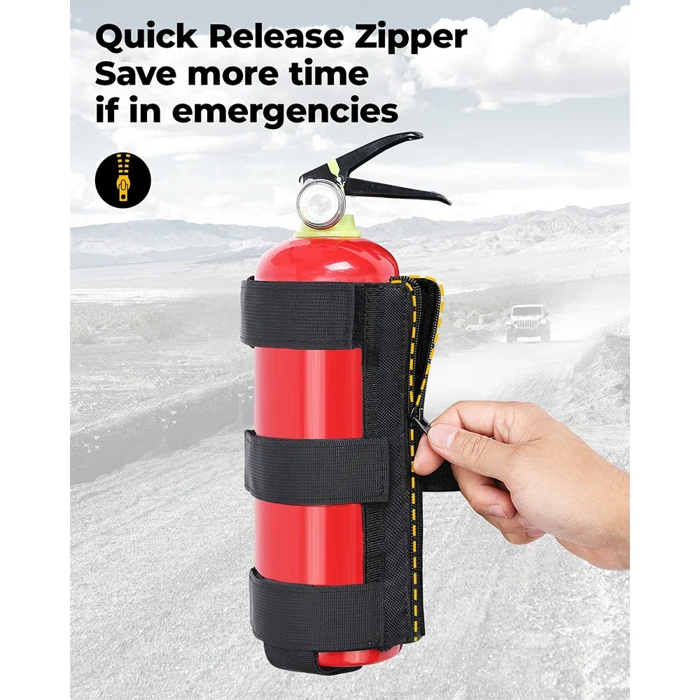Adjustable Fire Extinguisher Holder compatible with Wrangler JK JL JLU YJ & Gladiator JT & Bronco with Roll Bar Bracket Holder