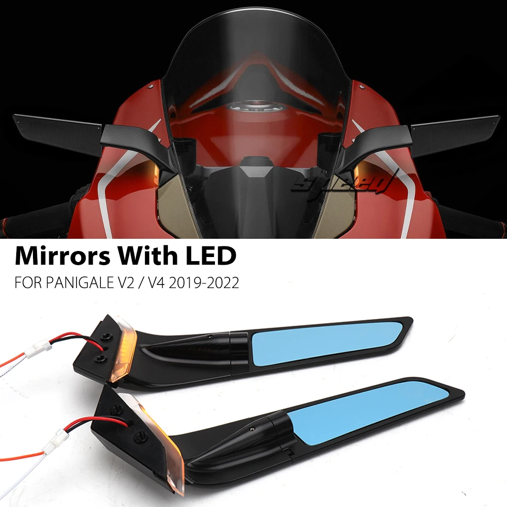 New-Motorcycle-Rear-Side-Rearview-Mirrors-with-LED-Light-For-Ducati ...