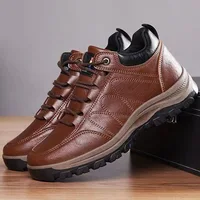 Hot Sale Of The Season New Men's Hiking Shoes Winter Fleece Lined Outdoor Sports Casual Leather Shoes Simple Travel Outdoor M...