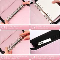 New A6 Budget Binder with Zipper, 6 Ring Refillable Planner Binder Cover for Cash Budget System, PU Leather Personal Organizer 5