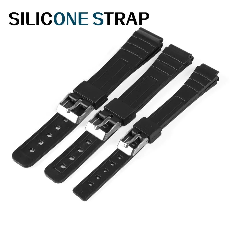 Black Silicone Sports Watch Strap - Unisex Rubber Band