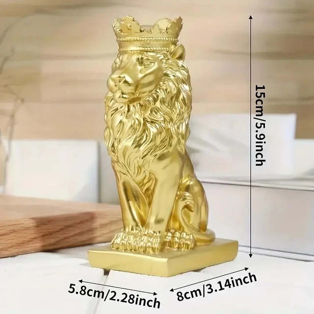 Statue de Lion créative, couronne de Lion, cadeau d'art fait à la main, décoration de bureau, salon, bureau, décoration de la maison 4