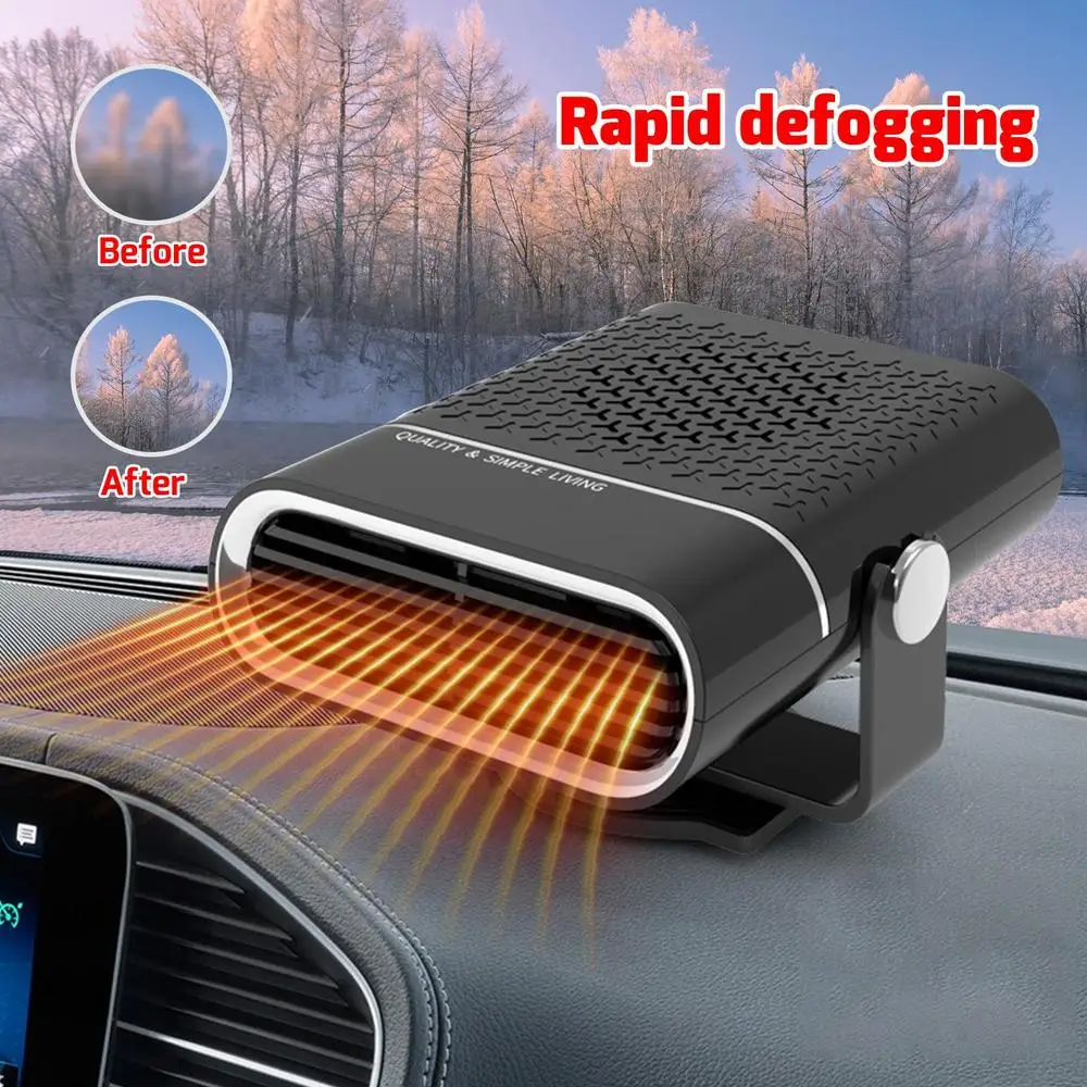 Desempañador de coche 2 en 1, máquina para eliminar la escarcha, la nieve y la niebla, para ventanas, parabrisas, descongelación, calentador automático de 12 V y 150 W_voghion.com