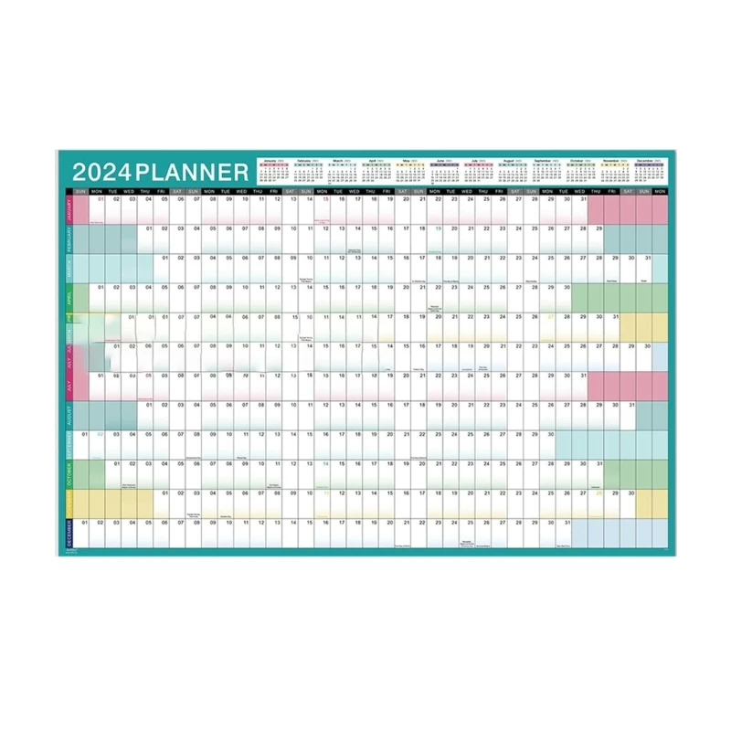 

2024 Yearly Planner Wall Calendar (50x30cm) 2024 Full Year to View Calendar
