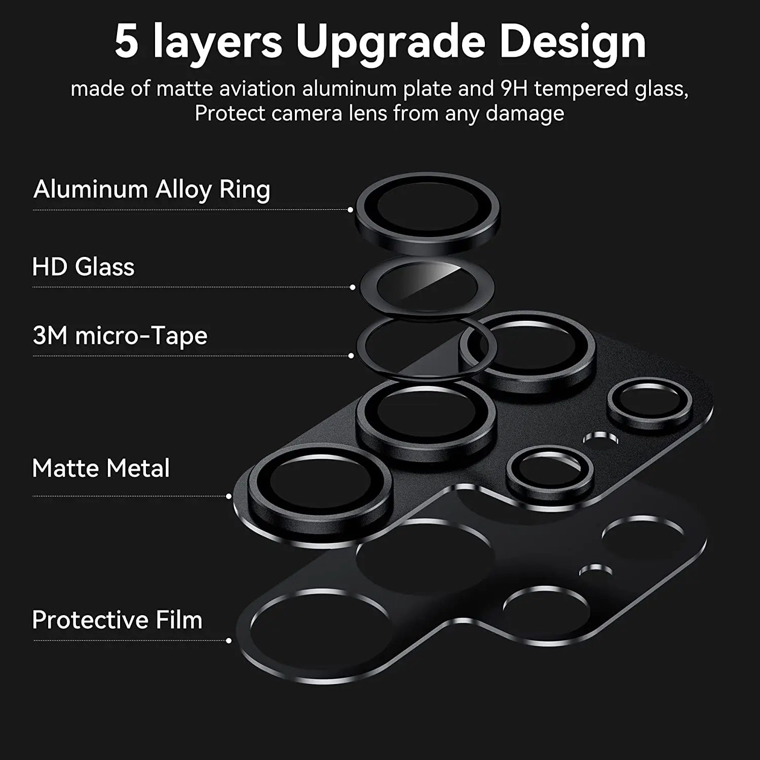 Premium Metal Glass Camera Lens Protector - Durable Screen Cover