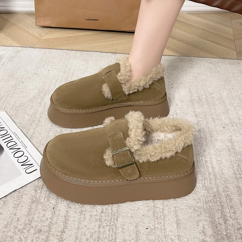 

Женские туфли без шнуровки, с круглым носком, на платформе, криперы без застежек, Классическая зимняя обувь в стиле ретро, 2023